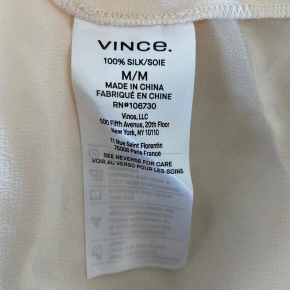 Vince 100% Silk Button Down Blouse | Beige Champagne Satin | Women’s Size Medium - Picture 5 of 6